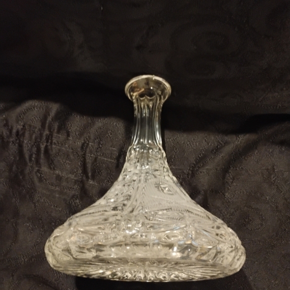 60'S ANTIQUE SHIP CAPTAINS ETCHED FLORAL LEAD CRYSTAL DECANTER - Picture 3 of 5